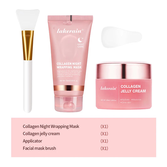 Lot tube pour masque de nuit au collagène  et gelée de crème au collagène avec ces applicateurs